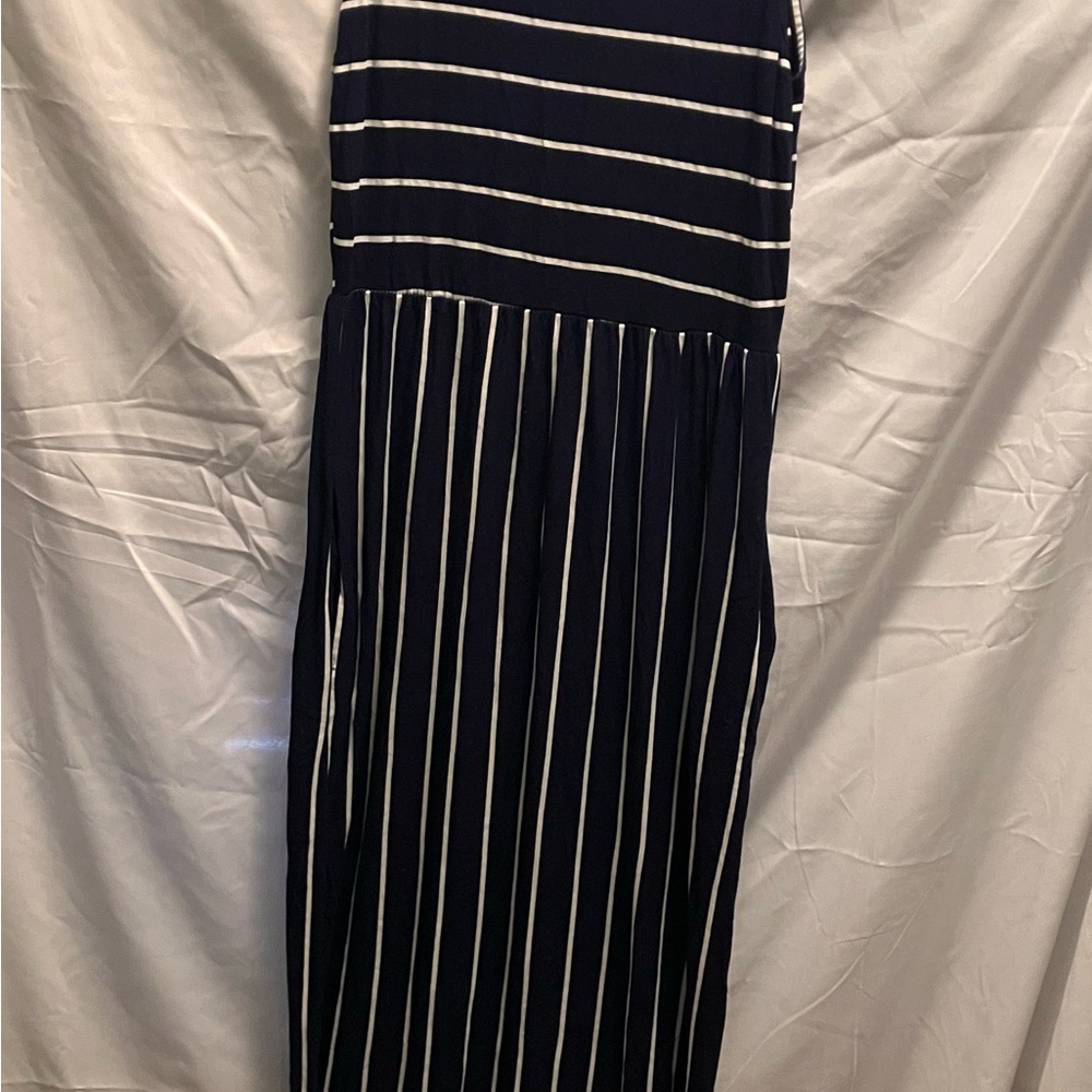 Navy and White Striped Dress